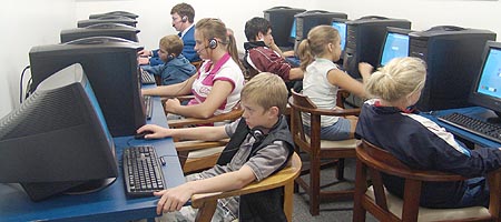Students doing Compublox at a learning center